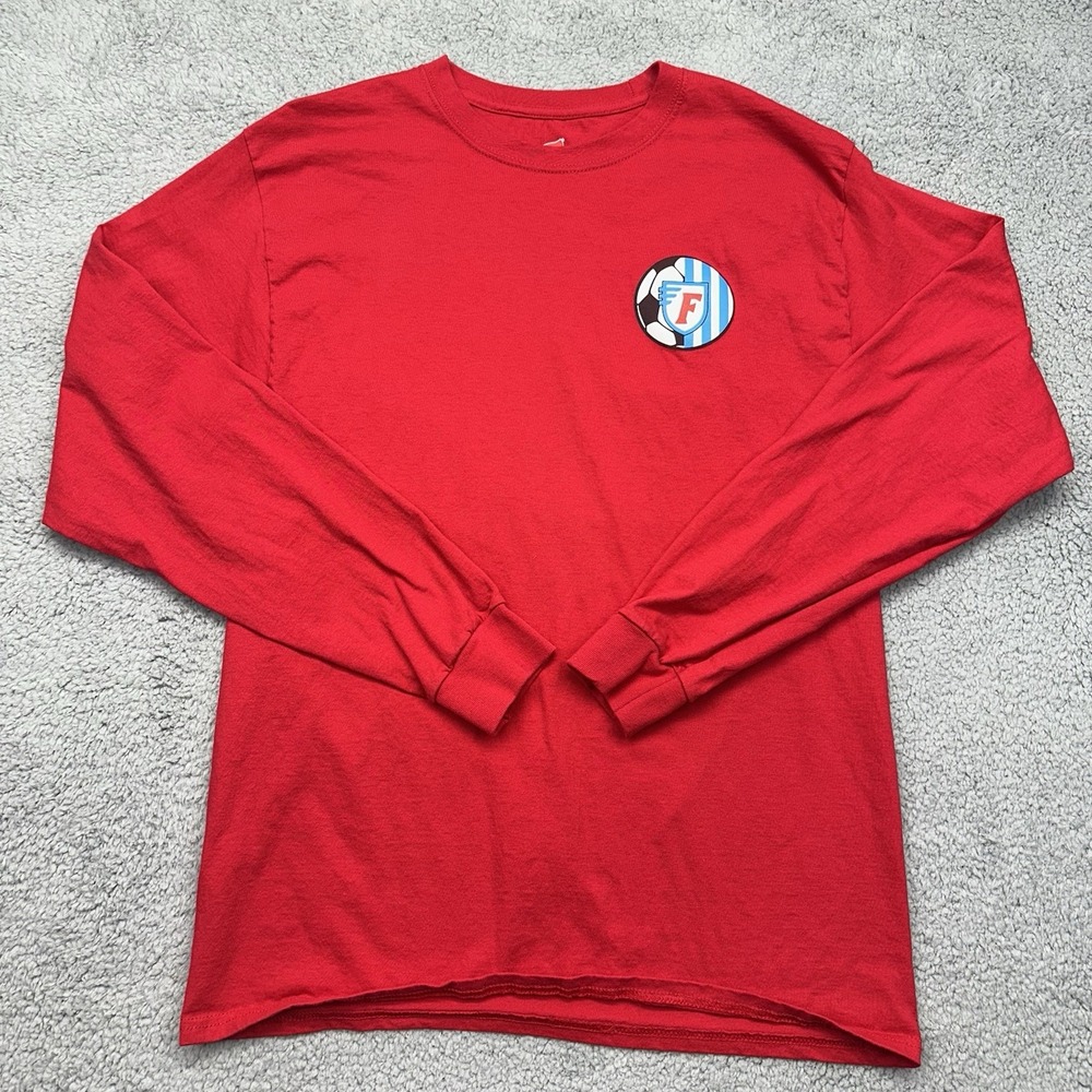 Hanes Tagless AC Flora Falcons Soccer Size Large Red Long Sleeve Cotton T-Shirt
